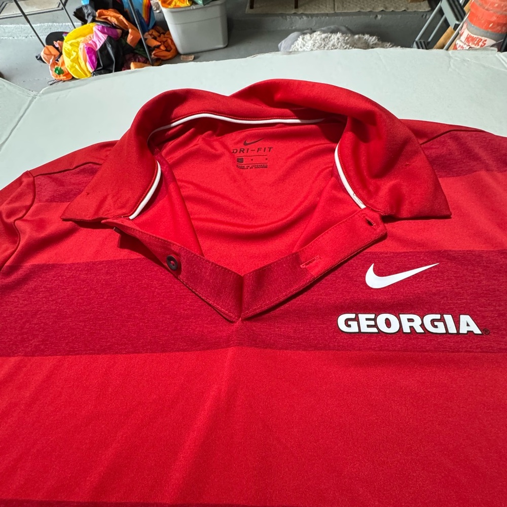 Nike Dri-Fit striped Georgia Scarlet Red Polo size L